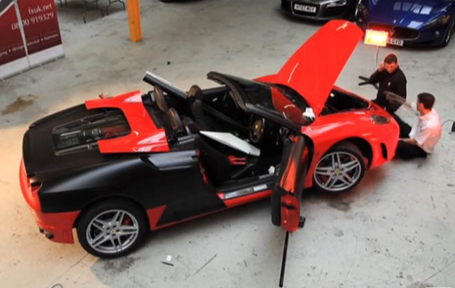 VIDEO: Ferrari F430 Spider transformed from rosso red to matt black