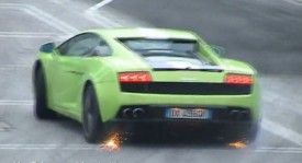 Green Lamborghini Gallardo LP550-2 Valentino Balboni drifting